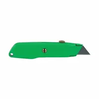 STANLEY Utility Knife: 6 in Overall Lg, Steel Std Tip, Textured, Metal, Green, Tools Needed (MPN 10-179)
