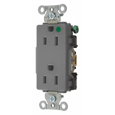 HUBBELL Receptacle: Hospital Grade Fed. Spec., Decorator Duplex, 5-15R, Gray, 125V AC - General Purpose Receptacles