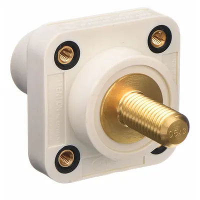 HUBBELL Single Pole Receptacle: White, Straight Taper Nose Mating, Threaded Stud Termination - Receptacles with Threaded Stud Terminations