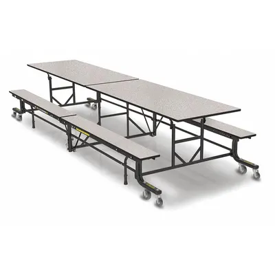 PALMER HAMILTON Cafeteria Bench Table: White Nebula, Bench Seat, 29 in Overall Ht - Bi-Fold Cafeteria Tables