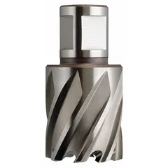 SLUGGER BY FEIN Annular Cutter: 1 in Cutter Dia, 1 in Max Cutting Dp, Bright, High Speed Steel (MPN 63134254121). Key specifications — attr253884: No; attr253885: Bright; attr253886: High Speed Steel; attr253887: Weldon Flat; attr253888: Fractional Inch; attr277149: SLUGGER BY FEIN.