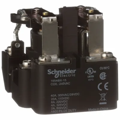 SCHNEIDER Open Power Relay: Surface Mounted, 40 A Current Rating, 240V AC, DPDT - Surface-Mounted Relays