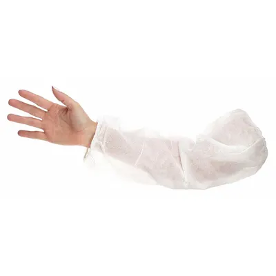 CONDOR Protective Sleeves: 18 in Overall Lg, Serged Seam, White, Polypropylene - Sleeves for Non-Hazardous Dry Particulates