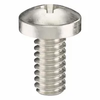 Pan head machine screw with #0-80 thread, 1/8 in length, made from 316 stainless steel with plain finish. Features a Phillips drive and #0 drive size. Suitable for precision fastening in electronics, instrumentation, and light assembly where a low-profile head and fine thread are required. Sold in packs of 50