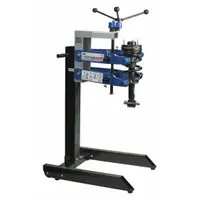 Manual strut spring compressor with offset design for clearance during coil spring compression. Includes large pads for secure gripping. Used in vehicle suspension service for safe strut assembly and disassembly