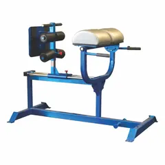 This hip and leg machine features a steel frame with powder-coated gray and black finish and vinyl components. Overall length is 61 inches. Designed for strength training targeting the glutes and hamstrings in commercial gyms and fitness facilities.
