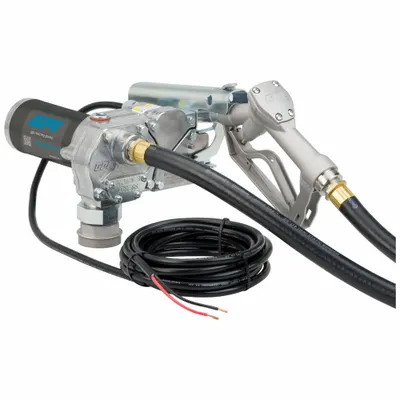 GPI Electric Drum Pump: 12 V DC, 1/5 hp HP, 15 gpm Max. Flow Rate, Pump with Hose & Nozzle - Bung-Mount DC-Powered Fuel Transfer Pumps