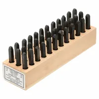YOUNG BROS. STAMP WORKS Hand Stamp Kit: 0 thru 9 (6 doubles as 9)/Ampersand (&)/A thru Z, Steel (MPN 01363)