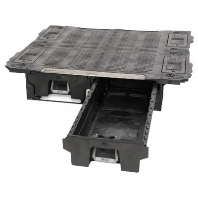 DECKED Truck or Van Storage Drawer: HDPE, 12 in Ht, 71 19/32 in Wd, 65 in Dp, 2 Drawers - HDPE Bed-Mount Storage Drawers