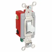 HUBBELL Wall Switch: Toggle Switch, Single Pole/Double Throw, Momentary, White, 120/277V AC, 20 A (MPN HBL1557W)