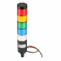 DAYTON Tower Light Assembly: 5 Tier, Amber/Blue/Clear/Green/Red, No Sounder Tier, 56 mm Overall Dia