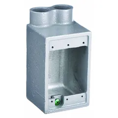 Aluminum 1-gang dead end electrical box with 1 in hub and 3-1/2 in overall height. Designed for housing wiring connections and devices in hazardous locations where explosive gases or combustible dusts may be present.