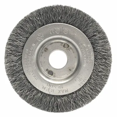 WEILER Wire Wheel Brush: Crimped Steel, 3" Dia x 7/16" Wd, 1/2" to 3/8" Arbor - Light-Cleaning Brushes for Carbon Steel