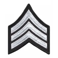 HEROS PRIDE Embroidered Patch: SGT, 3 in, Black/White, Polyester/Rayon, Rank Insignia, 1 PR (MPN 5400S)