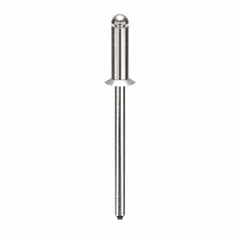 Flush-mount blind rivet with 0.122-inch diameter, 3/8-inch body length, and 1 15/32-inch overall length. Plain finish. Supplied in a 500-piece pack. Used for single-sided fastening in applications such as sheet metal and panel assembly.