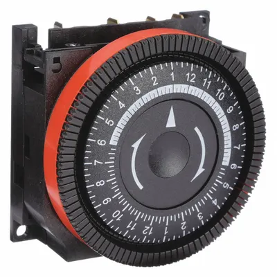 BORG Electromechanical Timer: 24 hr, SPST, 120V AC, 48 On/Off Cycles - Max - Panel Cover-Mounted Electromechanical Timer Switches