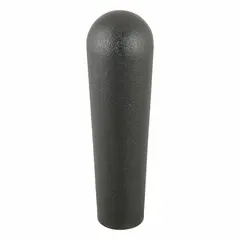 This long tapered knob features a plastic body with a steel threaded insert (1/4"-20). It is designed for manual adjustment, clamping, and positioning on machinery and equipment. The 1.11 in diameter provides a comfortable grip for hand operation.