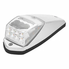 LED marker light with clear lens, wedge surface-mount design, screw mount, and blunt cut wires. Rated IP67 and SAE P2 for use on commercial truck cabs, trailers, and heavy equipment as side or roof identification and clearance lighting.