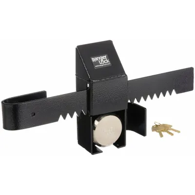 RANGER LOCK Padlock Guard with Lock: Steel, Black, 15 in Guard Lg, 4 in Guard Wd - Padlock Guards with Lock