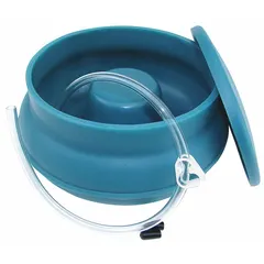 Vibratory tumbler bowl with 14 in diameter, 5 in height, and 5 in width to shaft. Offers 0.22 cu ft capacity for deburring, polishing, and surface finishing of metal and plastic parts in small-batch processing. Compatible with model 24111R.
