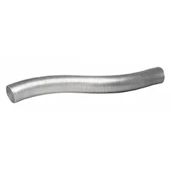 This non-insulated flexible duct is constructed from galvanized steel with an 8-inch diameter and 5-foot length. It is rated for a maximum temperature of 390°F and is not fire-rated. Suitable for routing air in HVAC and industrial ventilation systems, including exhaust, fume extraction, and dust collection applications.