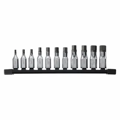 MILWAUKEE Socket Bit Set: 1 - 25 Pieces, 3/8 in Drive Size, 11 Pieces - Hex Bit Socket Sets