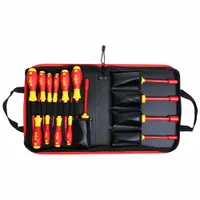 WIHA Insulated Tool Kit: Insulated, 15 Total Pcs, Drivers and Bits, Tool Case (MPN 32190)
