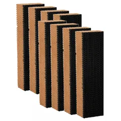 Cellulose evaporative cooling pads, each 48 in high by 12 in wide by 6 in thick, sold as an 8-pack. Used in evaporative cooling systems for agriculture and horticulture applications such as greenhouses and livestock barns to lower air temperature through evaporation.