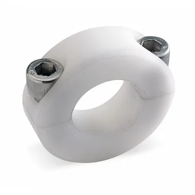 Dayton Shaft Collar: 2-Piece, Inch, Round, Clamp-On, 1/4 in Bore Dia - Plastic Shaft Collars