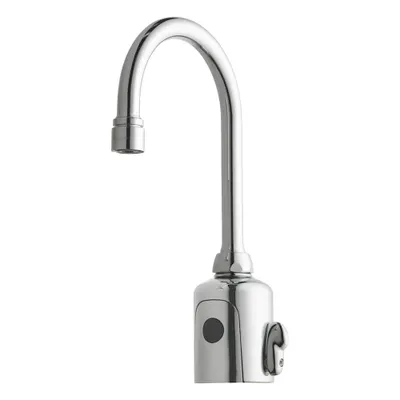 CHICAGO FAUCETS Bathroom Sensor Faucet: HyTronic Gooseneck, Cast Brass - Single-Post Sensor Bathroom Faucets