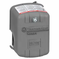 Diaphragm-actuated air compressor switch for controlling motor start/stop based on tank pressure. Pressure range 100 to 200 psi with four 1/4" FNPS connections. Suitable for industrial air compressors, pressure washers, and pneumatic systems.