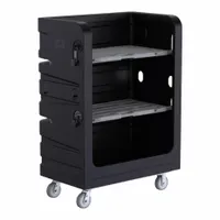 R&B WIRE PRODUCTS INC. Cube Truck: 48 in L x 29 in W x 69 in H, (2) Rigid/(2) Swivel, Black, Rubber (MPN 749BLK-PS)