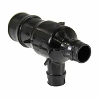 This UPONOR expansion polymer barbed tube fitting features a 1 1/2 in ID x 3/4 in ID x 3/4 in ID size with four barbed connections. It uses an expansion PEX connection method, suitable for branching tubing in hydronic heating, radiant floor systems, and potable water lines