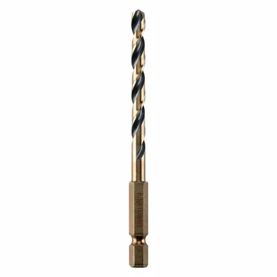 DEWALT Hex Shank Drill Bit: 13/64", 135° Split Point, Black & Gold HSS - Dewalt Impact Ready Drill Bits