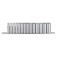 WESTWARD Socket Set: 3/8 in Drive, 14 Piece, 12-Point, Metric, 6 mm to 19 mm (MPN 53PN51)