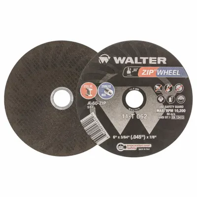 WALTER SURFACE TECHNOLOGIES 6" x 3/64" x 7/8" Aluminum Oxide - General Purpose Cut-Off Wheels for Carbon & Stainless Steel