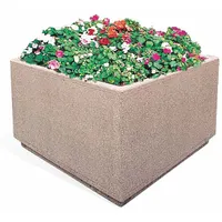 Planter Bollard: Square, Beige, 30 in Overall Ht, 48 in Overall Wd, 48 in Overall Lg, Square Shape (MPN TF4200W22)