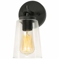 MediumBaseSconce: Black, 60 W Fixture Watt, 120V AC, Dimmable, 6 1/4 in Lg, 5 in Wd, 10 3/4 in Ht (MPN JNNS0511MBBK)