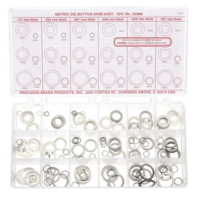 PRECISION BRAND Shortening Shim Assortment,360 pcs,SS: Metric, Lengthening Shim, Stainless Steel - Standard Arbor Shim Assortments