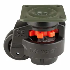 FOOT MASTER Plate Caster: Nylon Tread, 75 mm Wheel Dia, 120 mm Mounting Ht, 1,764 lb Load Capacity (MPN GD-100-F-NYN-FBL). Key specifications — Brand: FOOT MASTER; Frame Color: Black.