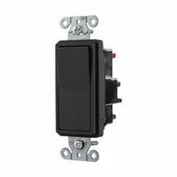 HUBBELL Wall Switch: Rocker Switch, Single Pole, Maintained, Black, 120/277V AC, 15 A (MPN DS115STBK)