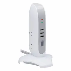 Desktop surge protector with 5 outlets and a 6 ft power cord. Provides 1200 J of surge energy absorption and supports up to 3.1 A current. Suitable for protecting desktop electronics such as computers, monitors, and peripherals from power surges and spikes.