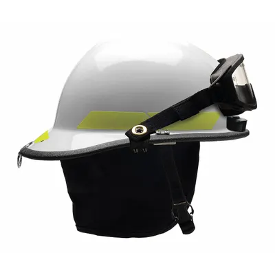 BULLARD Fire Helmet: White, Modern Rear Brim, Chin Strap