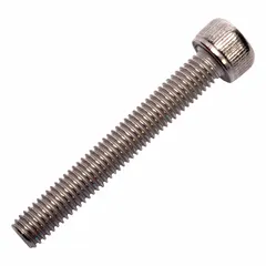 Metric standard socket head cap screw with M5x0.80 thread, 35 mm length, and 4.99 mm head height. Made from Grade 2 titanium with plain finish, featuring a 4 mm hex drive. Suitable for general fastening applications requiring corrosion resistance and lightweight properties.
