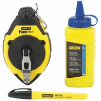 STANLEY Chalk Line Reel: 3:1, 100 ft Line Lg, Black/Yellow, 3 oz Fill Wt, Sliding Door, Blue (MPN 47-681L)