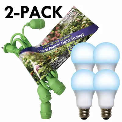 LED Grow Light Cord System: Bulb Included, For Bulb Type A, 120V AC, LED, Linkable - String Fixture Kits