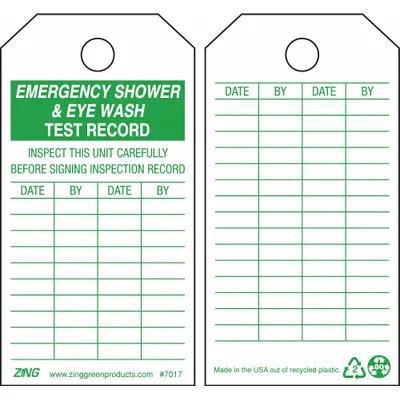 ZING Tag: No Header, 3 in Wd, 5 3/4 in Ht, Green/White, Plastic, 0.055 in Label Thick - Safety