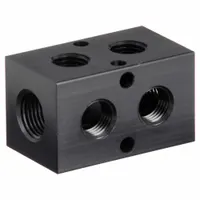 PNEUMADYNE INC Pipe Manifold Fitting: Right-Angle, NPT x NPT, Rectangle, Aluminum, 3/8 in NPT (MPN M20-250-2-90)