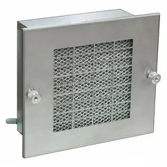 Standard square axial fan with polyamide blade and polybutylene terephthalate housing. Delivers 117 cfm airflow at 0.000 in static pressure. Includes terminals and IP43 rating. Suitable for cooling and ventilating electrical enclosures, control panels, and industrial equipment in indoor applications.