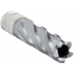 This annular cutter is made of high-speed steel with a TiCN coating for general cutting applications in metalworking. It has a 7/16 in cutter diameter and a maximum cutting depth of 2 in. The cutter is used with magnetic drill presses to create clean holes in steel and other materials.